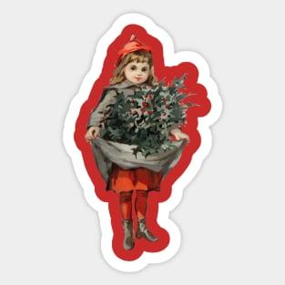 retro vintage christmas cute gırl design Sticker